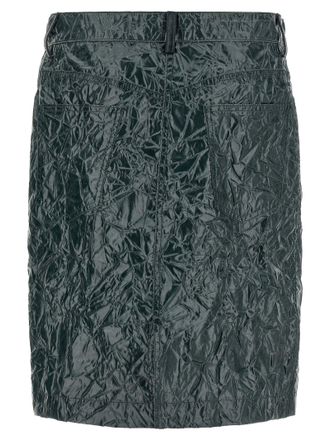 Marni Wrinkled Coated Technical Taffeta Skirt - Dark Green