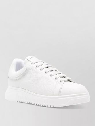 Emporio Armani leather sneakers round toe flat sole
