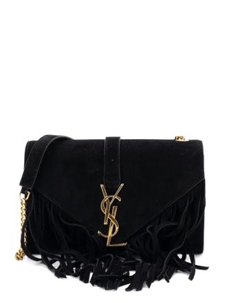 Saint Laurent Classic Monogram Fringe Suede Small crossbody bag - Black
