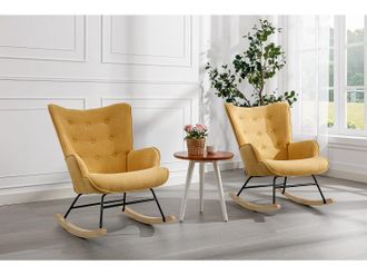 Vente-Unique Poltrona a dondolo Tessuto chiné Giallo senape ELMINA II