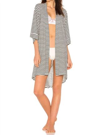 Maison du Soir Florence Knit Robe In Pearl Stripe