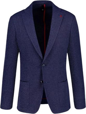 Roy Robson Blauwe Houndstooth Moderne Slim Fit Blazer - Heren - Blazers - Blauw - L - Katoen - Jassen