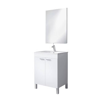 Dmora Armario Bajo Encimera Newyork, Gabinete De Piso, Gabinete Con 2 Puertas, Color Blanco Brillante, Cm 60x80x45, Blanco, Con Embalaje Reforzado - Dmora