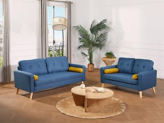 VENTE-UNIQUE.COM Sof&aacute; de 3+2 plazas tatum de tela - azul