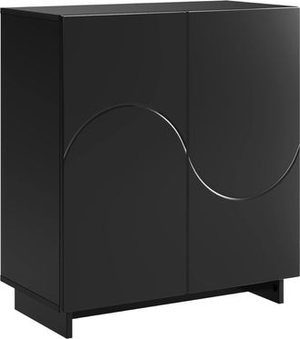 vidaXL Aparador Negro 67 X 34,5 X 75 Cm Madera De Ingenier&iacute;a Vidaxl
