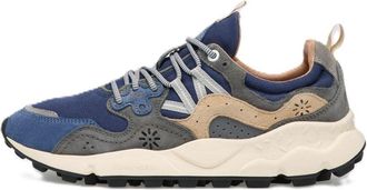 Flower Mountain Layered Suede and Mesh Sneakers with Floral Cutouts