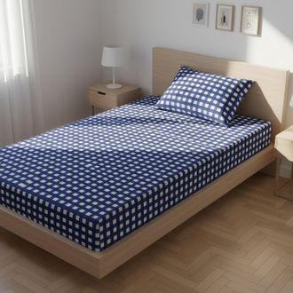 KASANOVA Completo letto 1 piazza e mezza quadretti blu