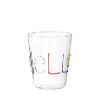KASANOVA Bicchiere scritta Hello in vetro borosilicato, da 380 ml