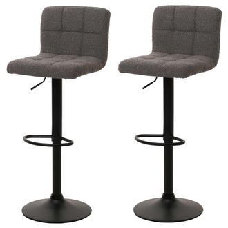 Hhg Hhg - Lote De 2 Taburetes De Bar 852, Taburete De Barra Taburete De Bar, Altura Regulable Giratorio, Tejido Boucle (450g/m&sup2;) Mvg, Gris Oscuro