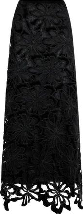 Roberto Cavalli Lange Bloemenkanten Rok - Dames - Maxi Rokken - Zwart - S - Polyester - Rokken