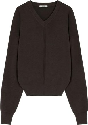 Christophe Lemaire Maglione con scollo a V - Marrone