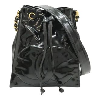 Chanel Pre-owned Bucket Bags, female, Black, Size: ONE SIZE Pre-owned Vintage Enamel Leather Shoulder Bag