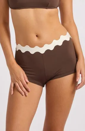 Seafolly Ric Rac Boyleg Swim Shorts in Dark Chocolate at Nordstrom, Size 12