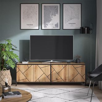 Vicco Mueble Bajo Para Tv Hatto, Roble, 156.8 X 50 Cm