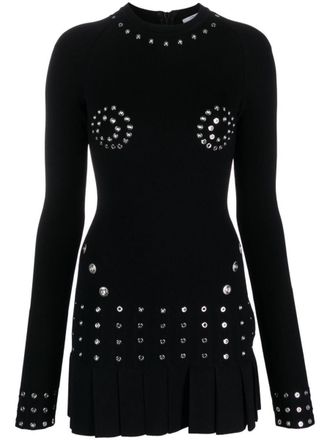 Off-white Pleated Viscose Mini Dress