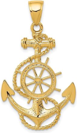 Diamond2Deal 14k Yellow Gold Large Anchor Wheel Pendant