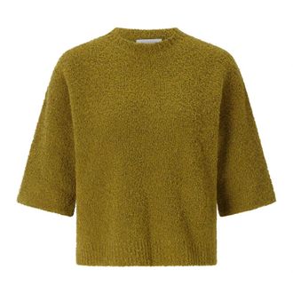 Rich & Royal 2609 Crew O Sleeve Cropped Boucl&eacute; Pullover - Dames - Ronde hals truien - Groen - XS - Wol - Truien & Vesten