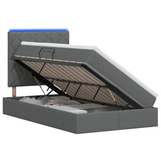 vidaXL Cama De Almacenamiento Led Con Colch&oacute;n Gris Oscuro 120 X 200 Cm Vidaxl