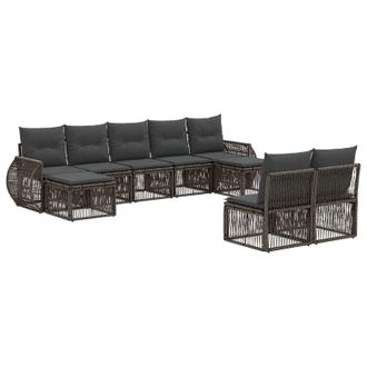 vidaXL Conjunto De Sof&aacute;s De Jard&iacute;n 9 Pcs Gris Y Gris Oscuro Vidaxl