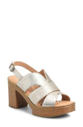 B&oslash;rn Nassau Slingback Platform Sandal in Light Gold Metallic at Nordstrom, Size 10