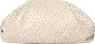 Philomena Womens Woven Evening Bag Vegan Leather Clutch Purse Dumpling Ruched Bag Party Wedding Elegant Handbags, Beige