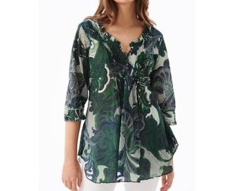 Oneseason San Miguel Cotton Poppy Top In Emerald