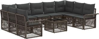 vidaXL Conjunto De Sof&aacute;s De Jard&iacute;n 10 Uds. Gris Rat&aacute;n Sint&eacute;tico Vidaxl