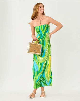 Lilly Pulitzer Noa Strapless Maxi Dress In Turquoise Tide