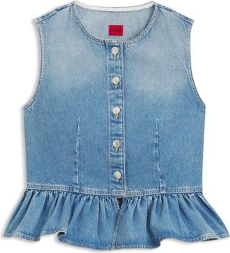 HUGO BOSS Tops, Dames, Blauw, S, Katoen, Gimma Blouse