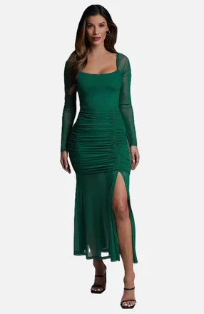 Bebe Womens Mesh Open Back Midi Dress