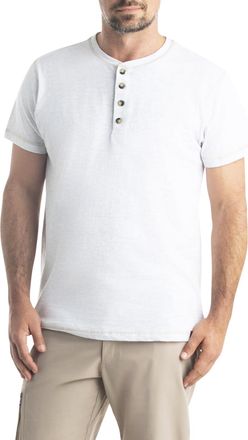 Legendary Whitetails Mens Maverick Slub Henley Short Sleeve Shirt, Ivory Heather, Medium