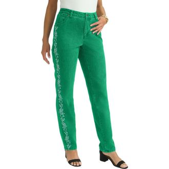 Jessica London Classic Cotton Denim Straight-Leg Jean in Kelly Green at Nordstrom, Size 28