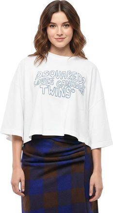 Dsquared2 White Graphic Crew Neck T-Shirt