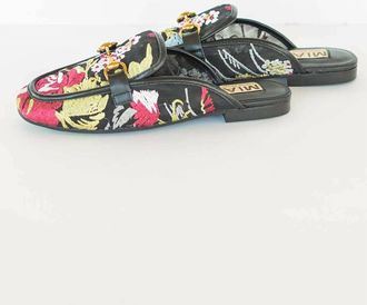 Mia Shoes Womens Bouquet Embroidered Slip On Mules In Black