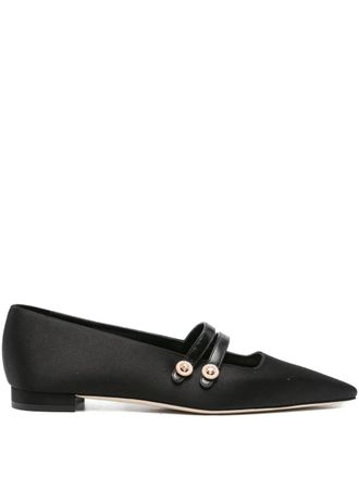 Manolo Blahnik Polmana pointed-toe ballet flats - women - Fabric/Calf Leather/Calf Leather/Calf Leather - 42 - Black