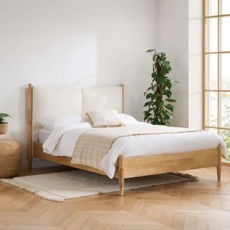 Birlea Marley Cream Fabric & Oak Wood Bed Frame Double