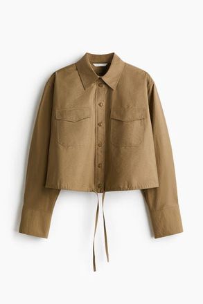 H&M Drawstring Shirt in Dark Beige at Nordstrom, Size Xx-Large
