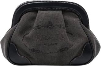 Prada Pre-owned Canvas Pouch - Dames - Pre-owned - Bruin - Maat: ONE Size Leer