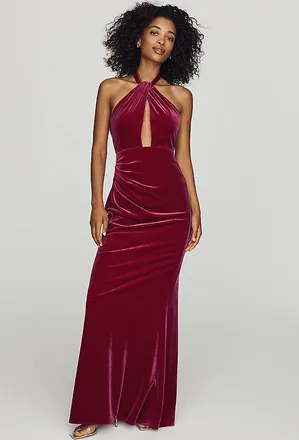 Mac Duggal Halter-Neck Maxi Dress