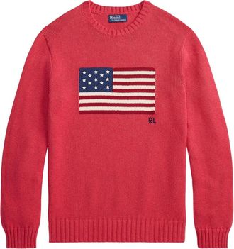 Ralph Lauren Truien & Vesten, Heren, Rood, S, Katoen, The Iconic Flag Sweater