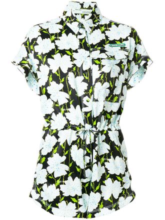 Off-white floral print playsuit - women - Polyester/Polyester - 40 - Multicolour