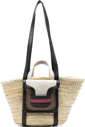 Pierre Hardy Tassen, Dames, Beige, ONE Size, Raffia Constructie Leren Trim Handtas