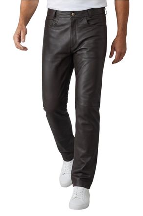 Infinity Leather Mens Black Lamb Leather 501 Biker Jeans - Legacy