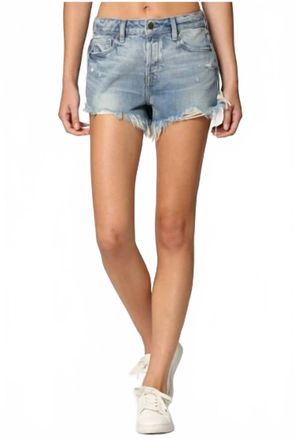 Hidden Jeans Frayed Hem Denim Shorts In Blue