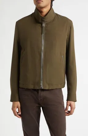 Tom Ford Virgin Wool, Cashmere & Silk Harrington Jacket in Green Wood at Nordstrom, Size 36 Us