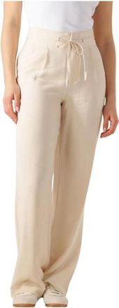 Calvin Klein Broeken, Dames, Beige, W31, Relaxte Rechte Broek