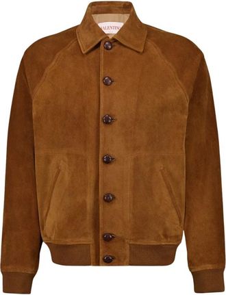 Valentino Garavani Bruine Su&egrave;de Knoopjas - Heren - Leren en Su&egrave;de Jassen - Bruin - XL - Su&egrave;de - Jassen