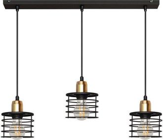 Netlighting Edison Straight Bar Pendant Ceiling Light Black Copper 65cm