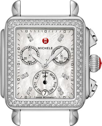 Michele 18mm Deco Diamond Watch Head, Steel