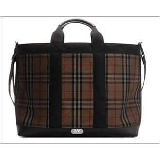 Burberry Ormond Check Tote Bag Black >